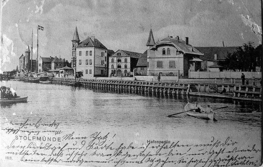 Port w Ustce koniec XIX wieku.