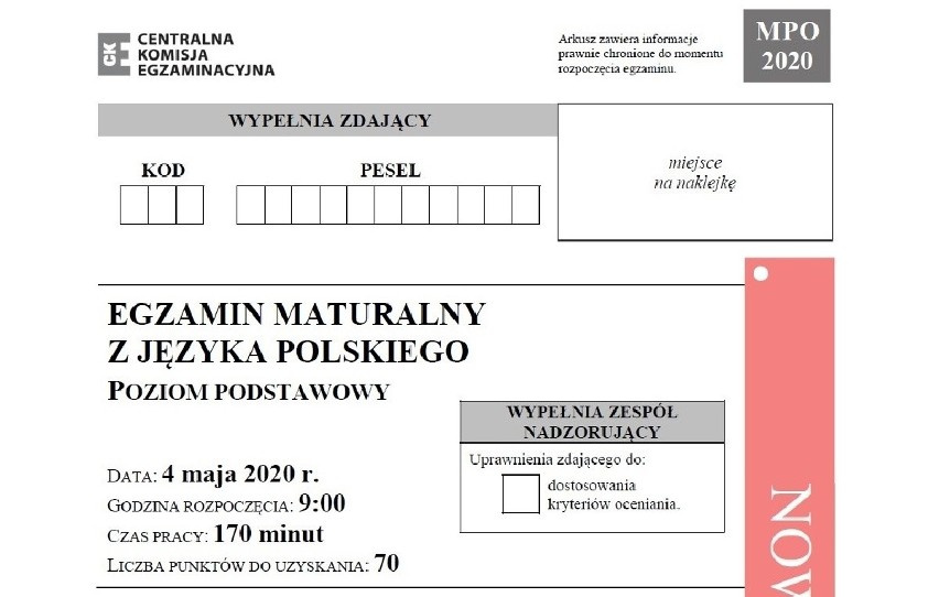 Matura 2020. Sprawdźcie odpowiedzi z języka polskiego....