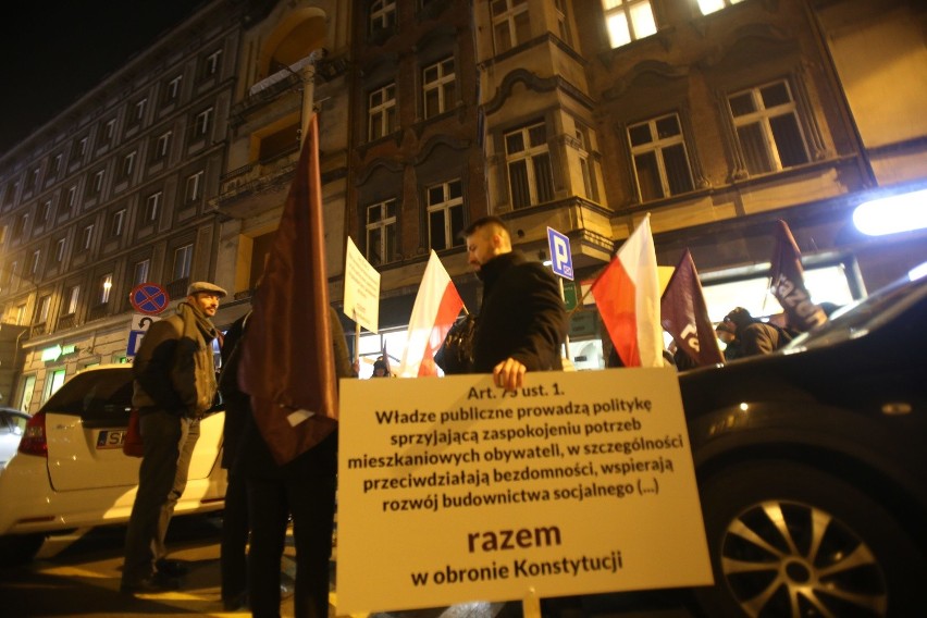 Demonstracja Partii Razem w Katowicach