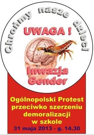 Plakat informujący o dzisiejszym proteście.