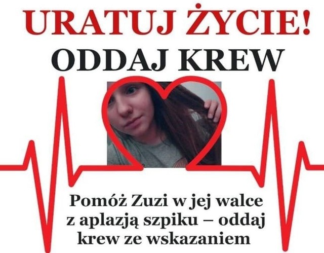 We wtorek kolejna zbiórka krwi dla Zuzi. Odbędzie się ona na parkingu u zbiegu ulic Dworcowej i Królowej Jadwigi w Inowrocławiu. Krew będzie można oddać w godzinach od 12 do 16.