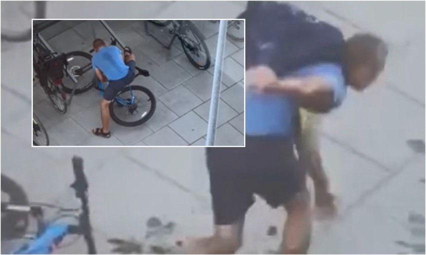 40 sekund - tylko tyle potrzebuje złodziej, żeby ukraść rower. Pracownicy biurowca nagrali próbę kradzieży [WIDEO]