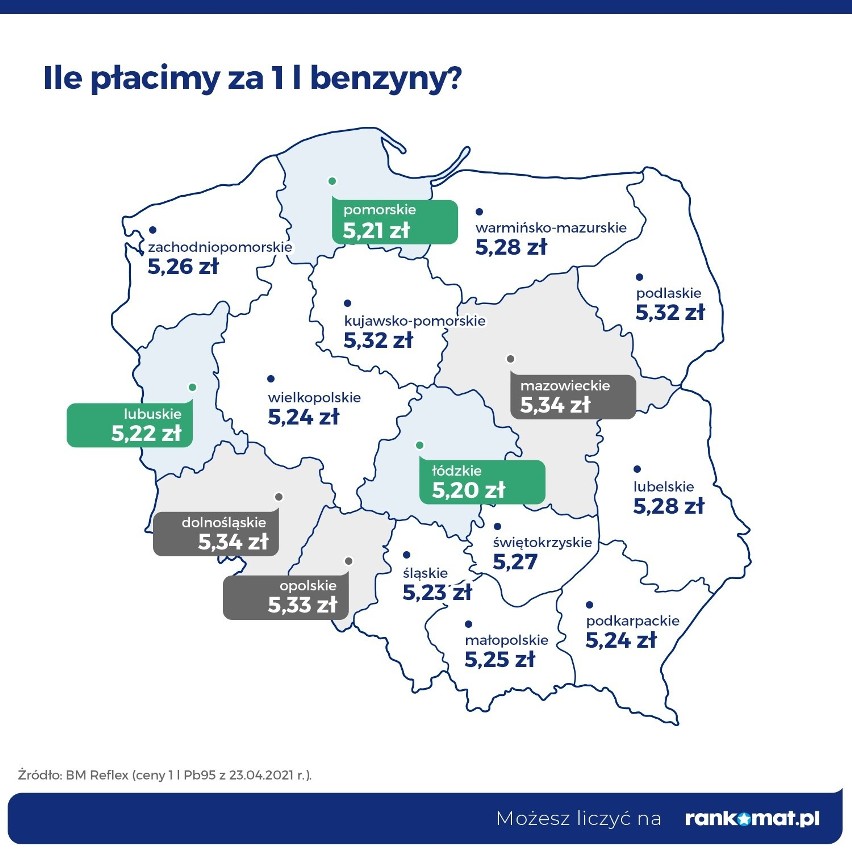 Od początku 2021 r. cena benzyny Pb95 wzrosła z 4,60 do...