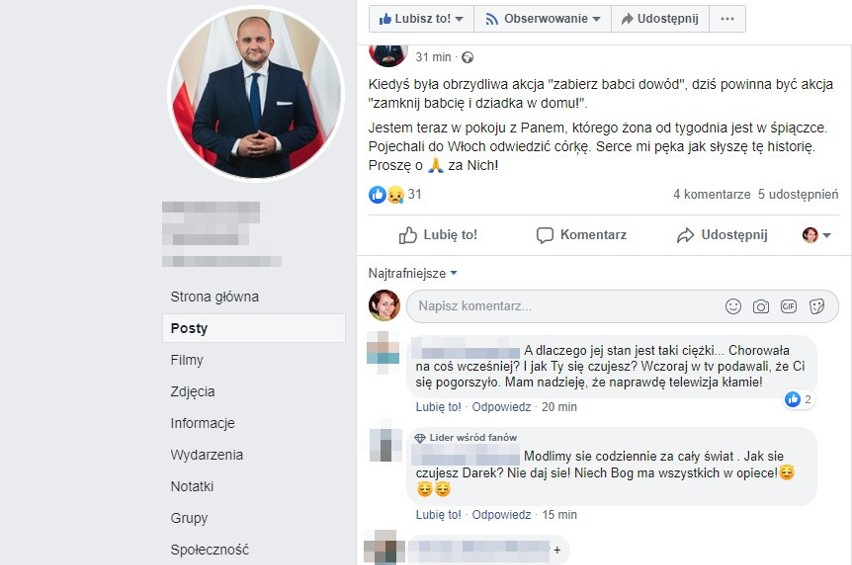 Koronawirus. Radny Matecki na FB informuje ze szpitala zakaźnego o stanie zdrowia stargardzianki z koronawirusem. Szpital nie potwierdza 