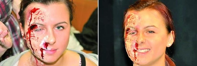 Policjanci z Olsztyna ucharakteryzowali modelkę, by pokazać jak może wyglądać twarz człowieka po wybuchu petardy. Uważajmy!
