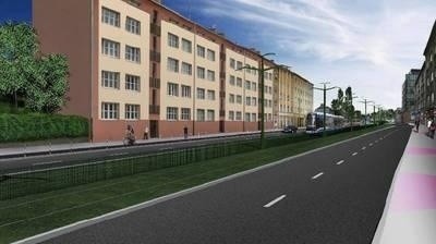 Na ul. Mogilskiej zostanie przebudowane torowisko, jezdnie i chodniki Wizualizacja: ZIKiT