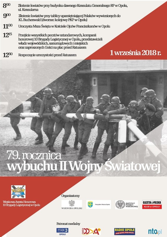 Program obchodów 79. rocznicy wybuchu II Wojny Światowej w Opolu