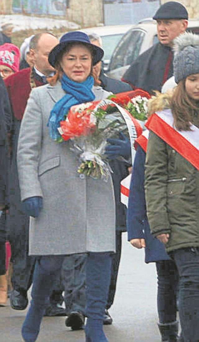 Posłanka Lidia Gądek na uroczystości w Miechowie