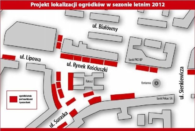 Projekt lokalizacji ogródków w sezonie letnim 2012