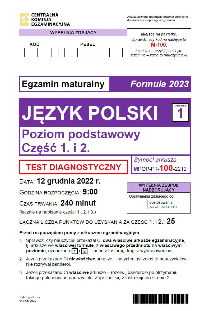 Arkusz maturalny 12.12.22 | Portal i.pl