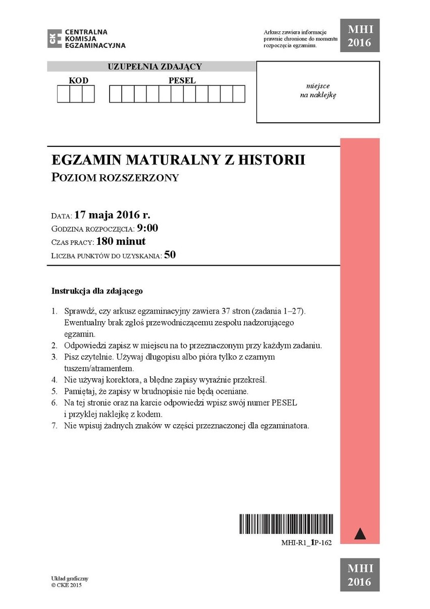 Matura 2016. Historia. Co było? (ARKUSZE, PYTANIA, ODPOWIEDZI, ROZWIĄZANIA)