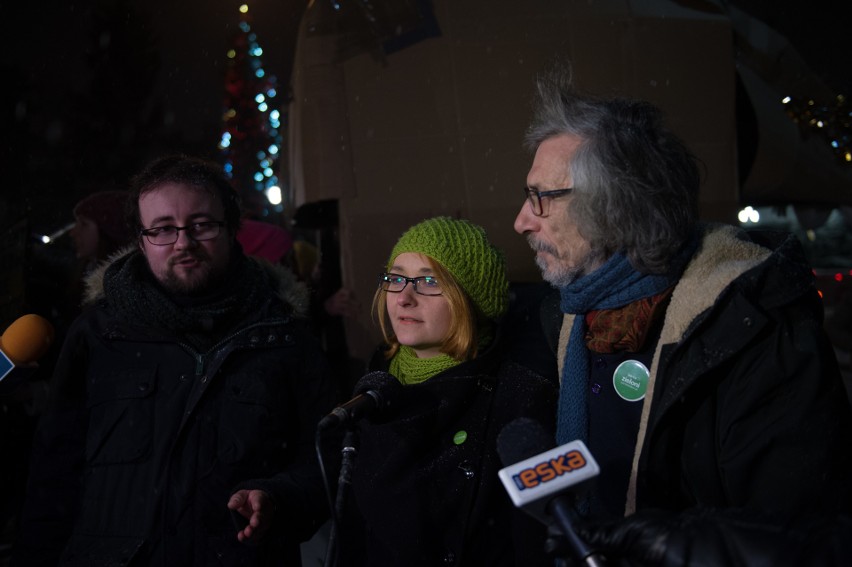 Protest przeciw odstrzałowi dzików pod Sejmem (9/01/2019)