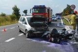 Wypadek na DK 10 pod Toruniem. Motocyklista i jego pasażerka w szpitalu. Zobaczcie zdjęcia