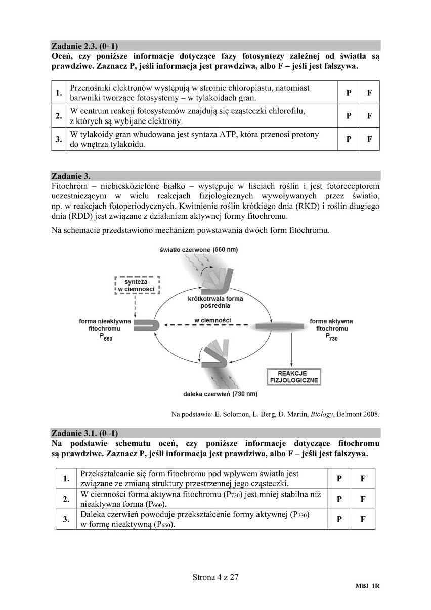 Matura Biologia 2019 Arkusz CKE, Odpowiedzi