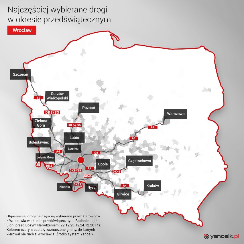 To najbardziej oblegane drogi w okresie świątecznym [MAPA]