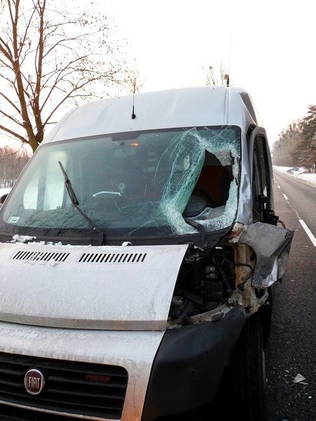 Jadący fiatem ducato 36-latek z powiatu poznańskiego wyprzedzał na prostym odcinku drogi drugiego fiata ducato. Zderzył się czołowo z jadącym z naprzeciwka rowerzystą.