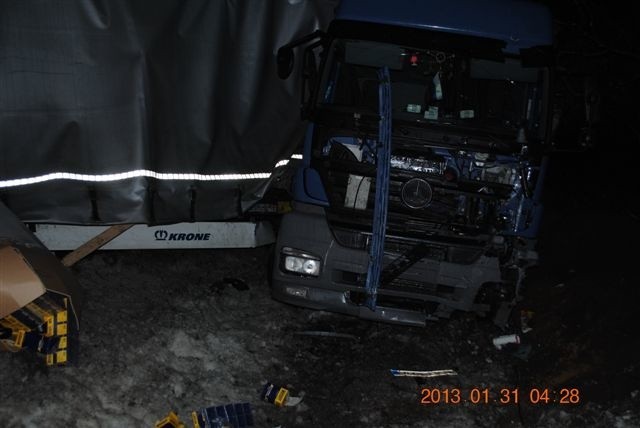 Kierowca tej ciężarówki miał w chwili wypadku w Knurowcu ponad 2,5 promila alkoholu w wydychanym powietrzu