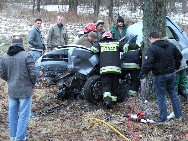 Citroen wbił się między drzewa, kierowca zginął (foto)