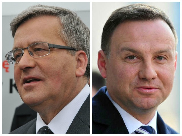 Prezydent Bronisław Komorowski (z lewej) i kandydat PiS Andrzej Duda.