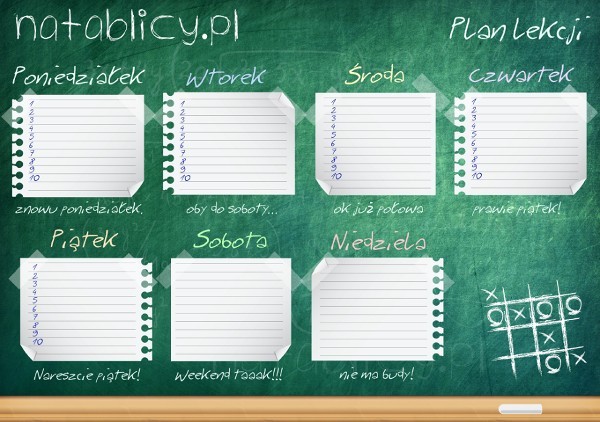 Rok szkolny 2014/2015: Plan lekcji do wydrukowania na biurko