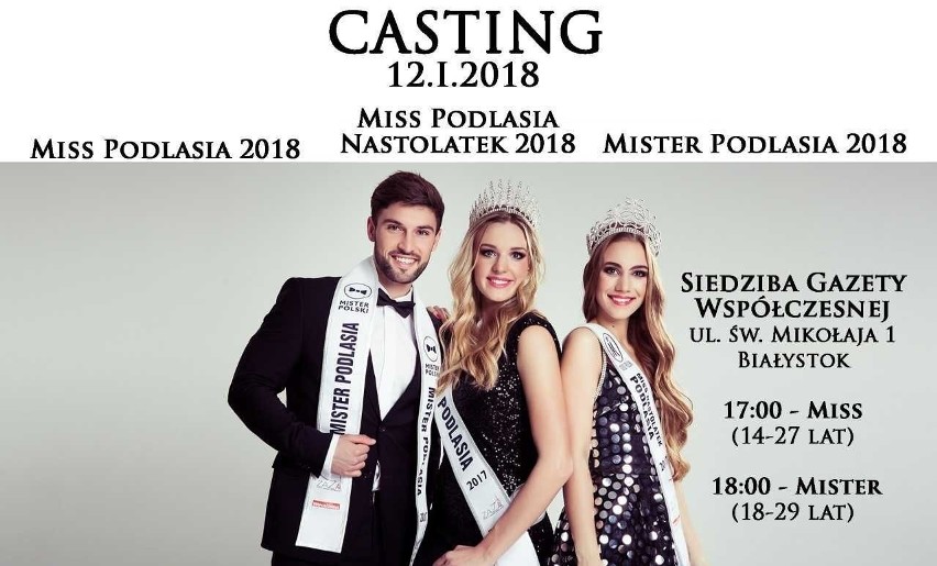 Casting na Miss Podlasia i Mistera Podlasia 2018 już w najbliższy piątek