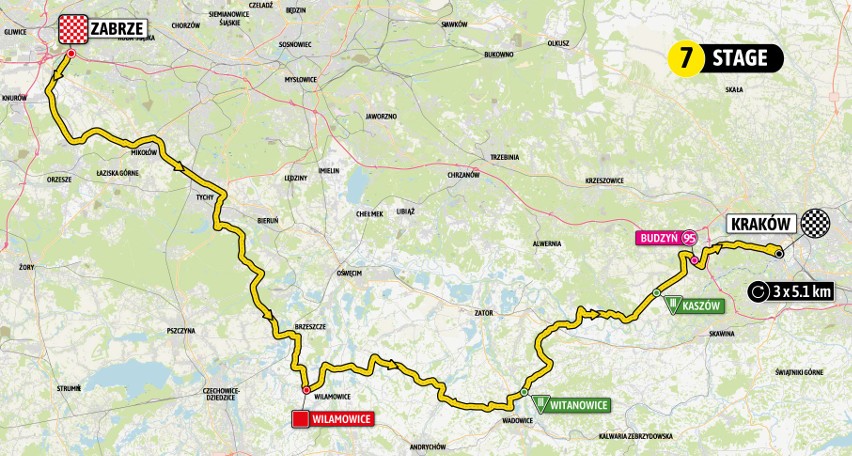 Mapka siódmego etapu Tour de Pologne