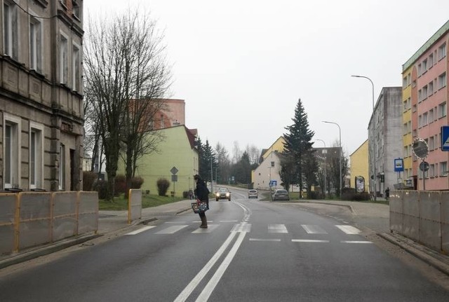 Przejście dla pieszych na ul. Wybickiego w Miastku, które zostanie doświetlone.