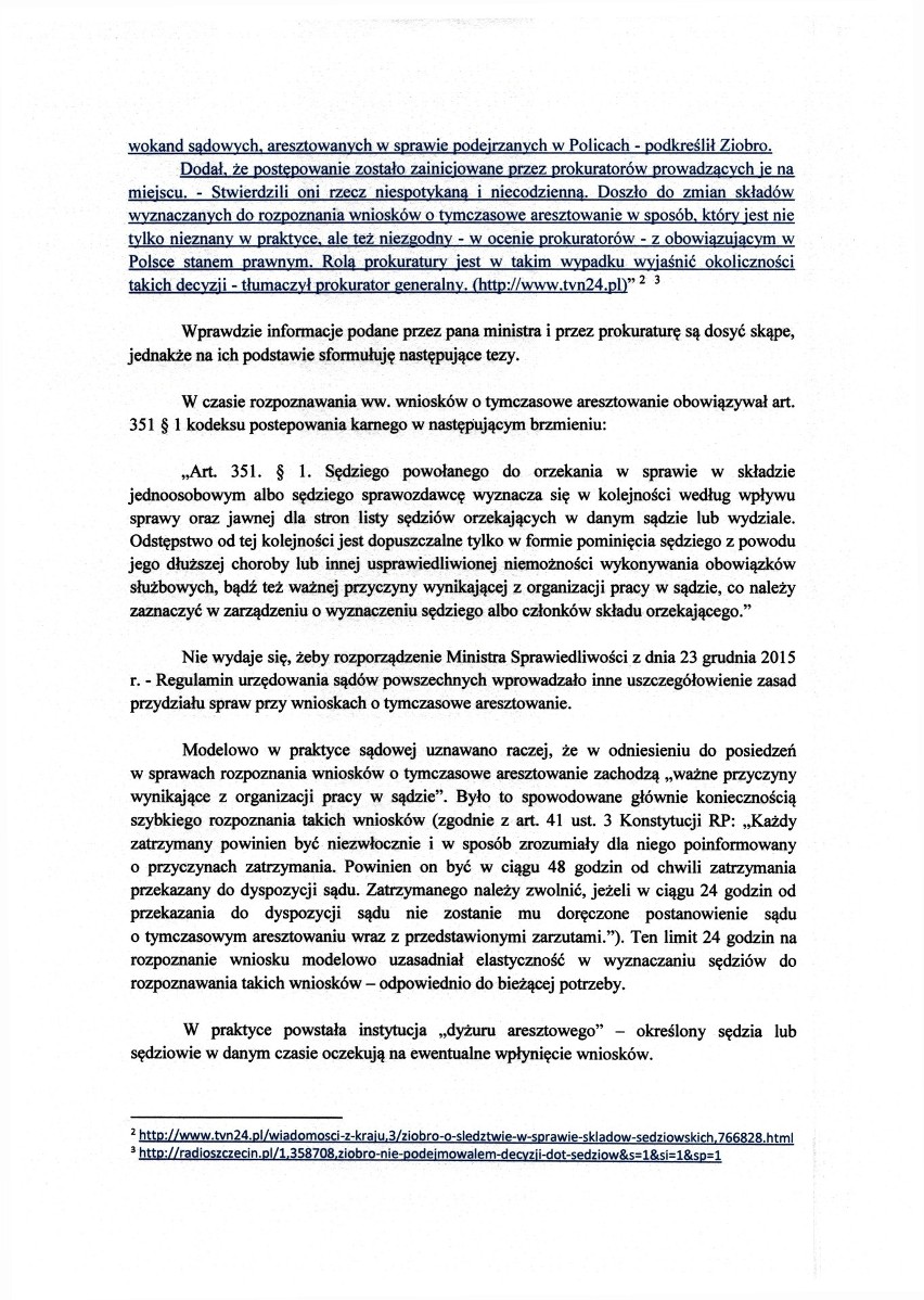 Poseł Misiło pyta ministra Ziobrę o śledztwo ws. szczecińskich sędziów 
