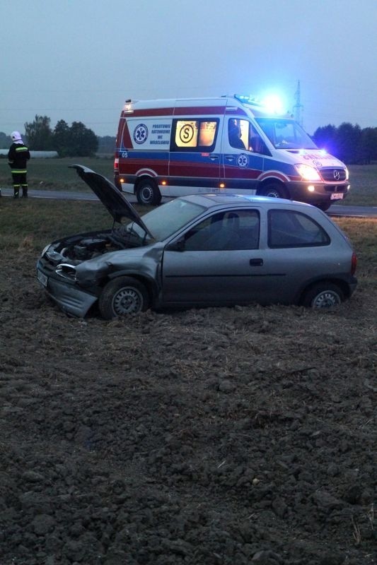 Wypadek pod Wrocławiem. Opel wypadł z drogi 