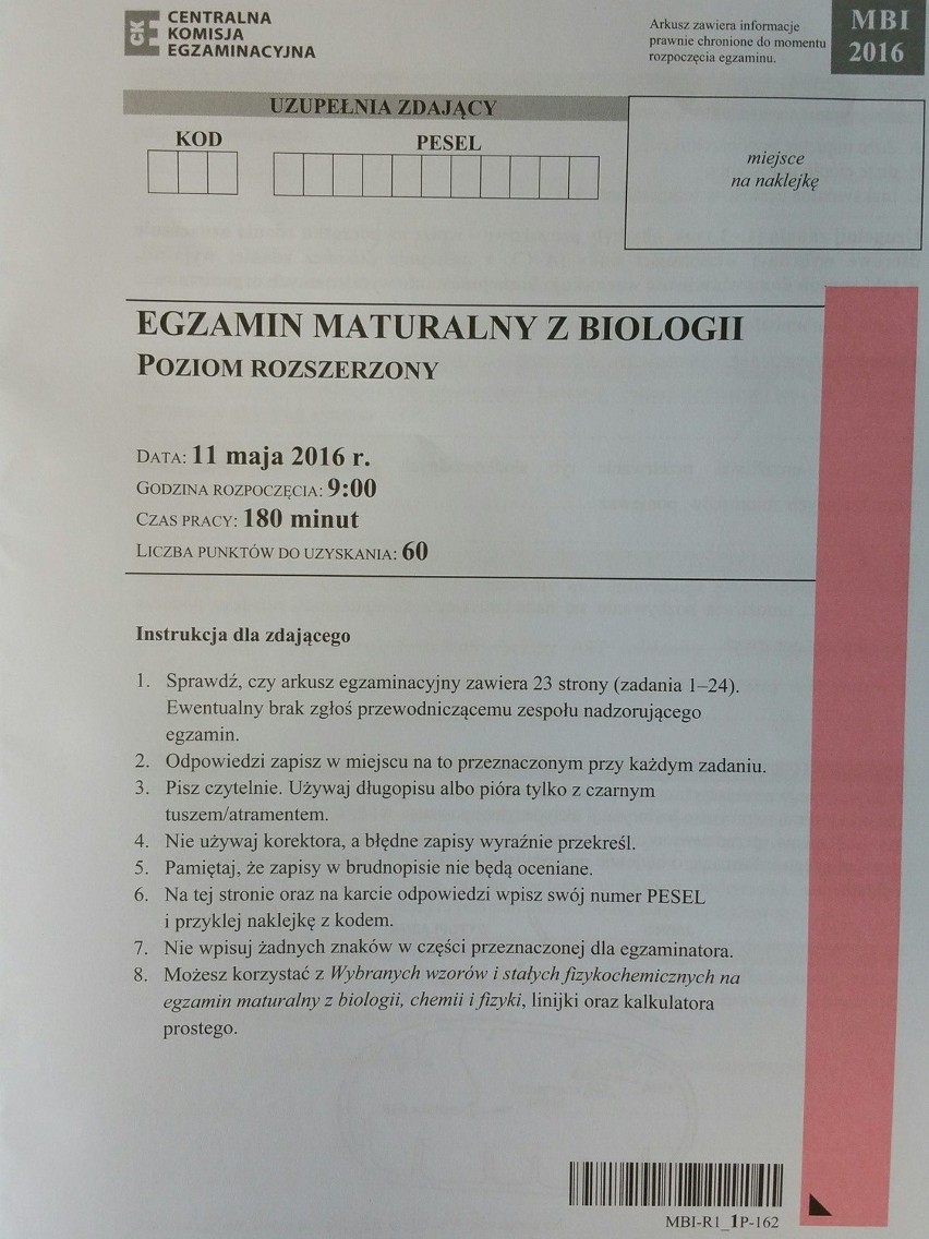 Matura 2016. ODPOWIEDZI - biologia poziom rozszerzony [ARKUSZE, ODPOWIEDZI, PYTANIA]