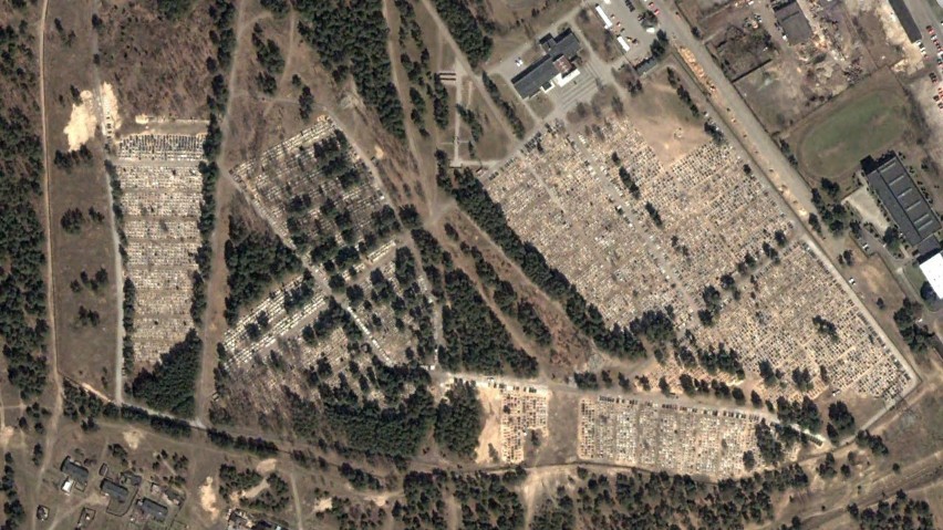 Zdjęcie satelitarne cmentarza przy ul. Wiślanej w...