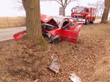 Wypadek w Krowiarkach: Nie żyje 66-letni kierowca. Wjechał wprost w drzewo. Auto się rozpadło