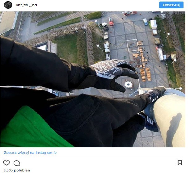 Zdjęcie ze wspinaczki na wrocławską Iglicę.