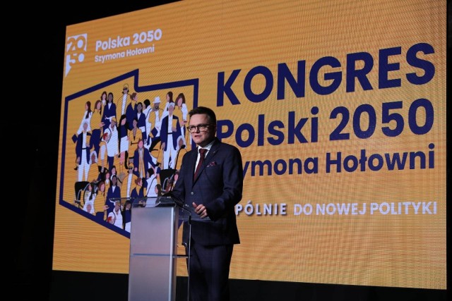 Szymon Hołownia główny nacisk w swoim wystąpieniu podczas kongresu Polski 2050 położył na motywowanie polityków swojej partii do pracy.