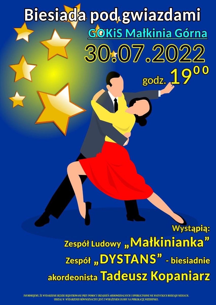 Sobota, godz. 19:00 - "Biesiada pod gwiazdami" w Małkini...