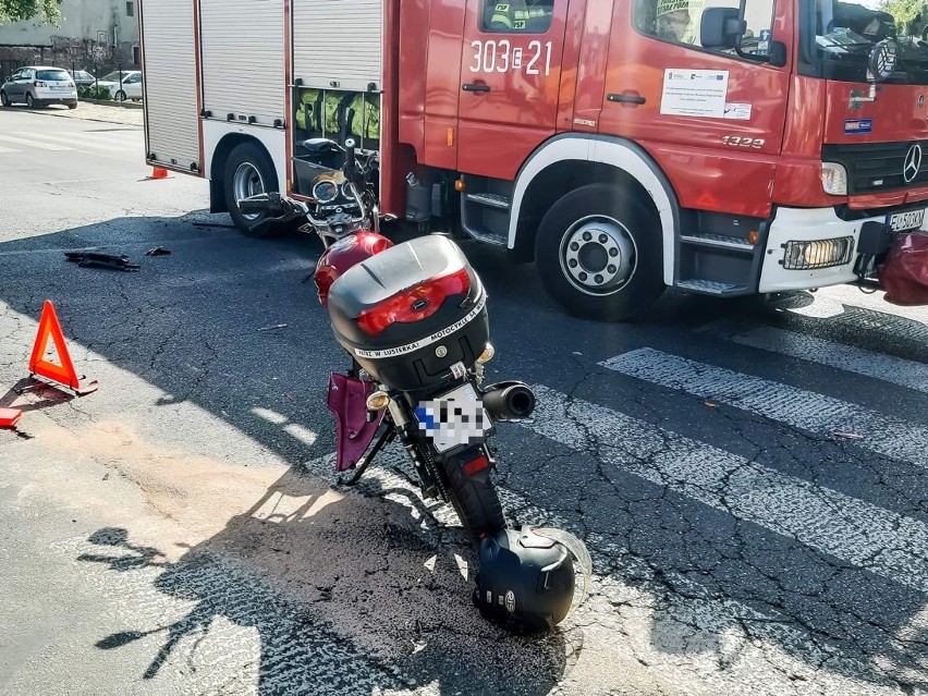 Groźny wypadek w centrum Łodzi! Ranny motocyklista! ZDJĘCIA
