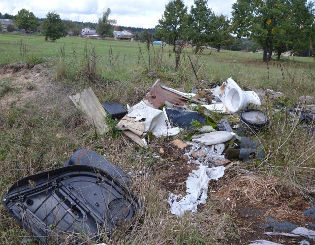 Na nieużytkach między nasypem kolejki i ulicą Warszawską w Suchedniowie powstało nielegalne wysypisko śmieci.