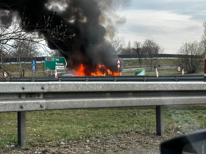 Pożar autobusu na A4 jadącego z Katowic do Chrzanowa