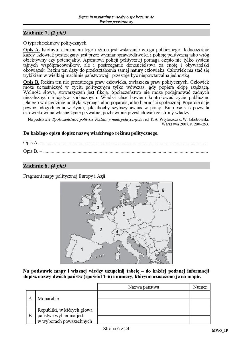 Stara matura 2016: WOS podstawa [ODPOWIEDZI, ARKUSZ CKE]