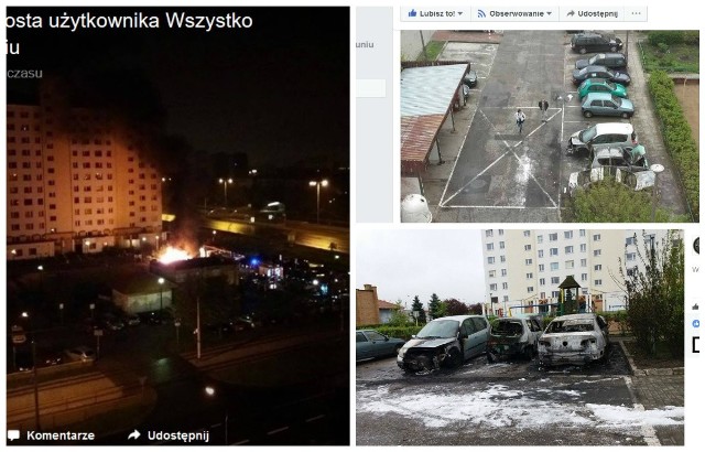 Zdjęcia pożaru przy Ślaskiego zamieścili użytkownicy profilu Wszystko Co w Toruniu na Facebooku