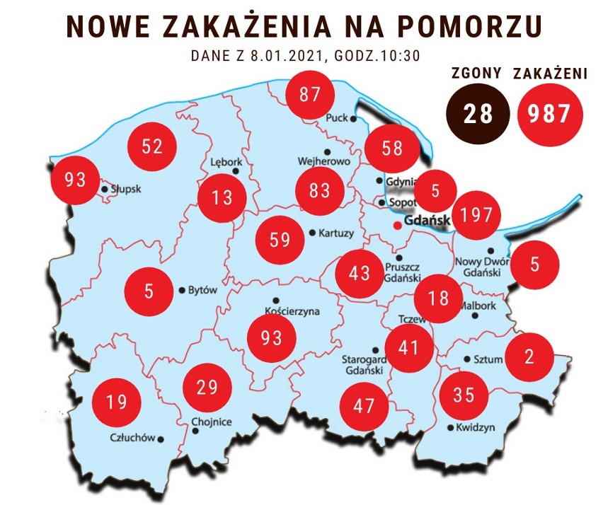 Koronawirus na Pomorzu 8.01.2021. Liczba nowych zakażeń i...