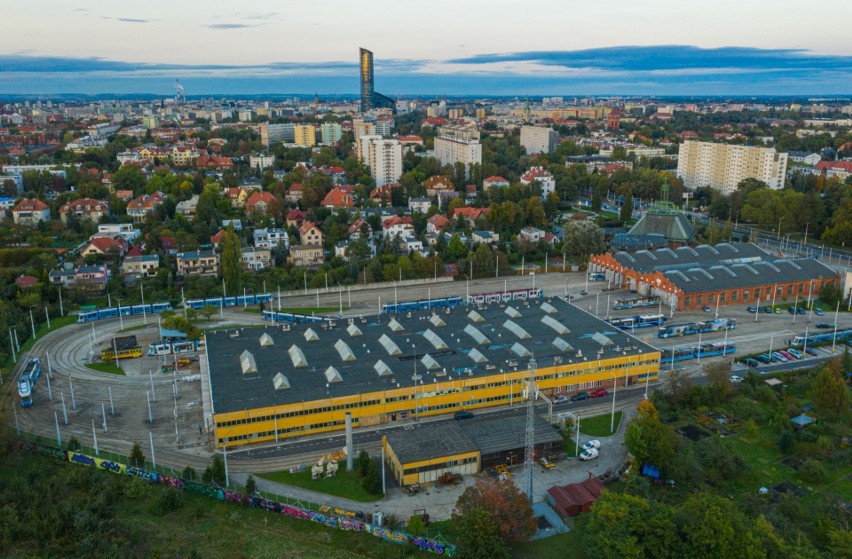 Zajezdnia Borek we Wrocławiu, widok z lotu ptaka