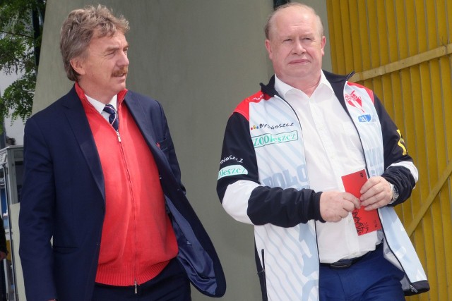 Zbigniew Boniek i Jerzy Kanclerz podczas meczu Zooleszcz Polonia - Wanda