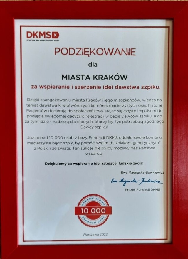 Można się zarejestrować w Krakowie w bazie dawców szpiku