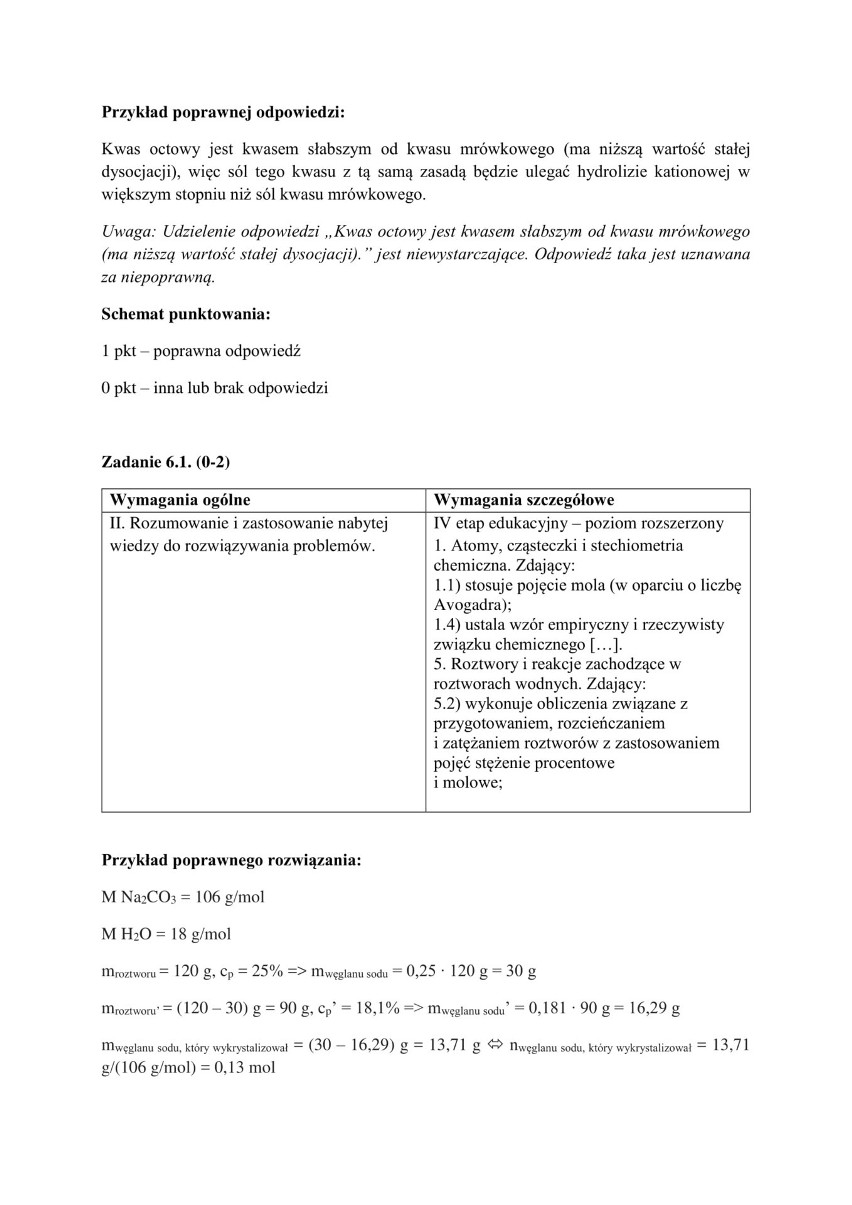 Matura z chemii 2018 r. z Wydziałem Chemii Uniwersytetu Jagiellońskiego [ODPOWIEDZI] 