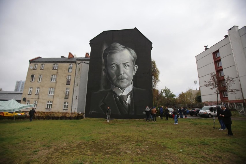 Mural z podobizną Wojciecha Korfantego w Katowicach....