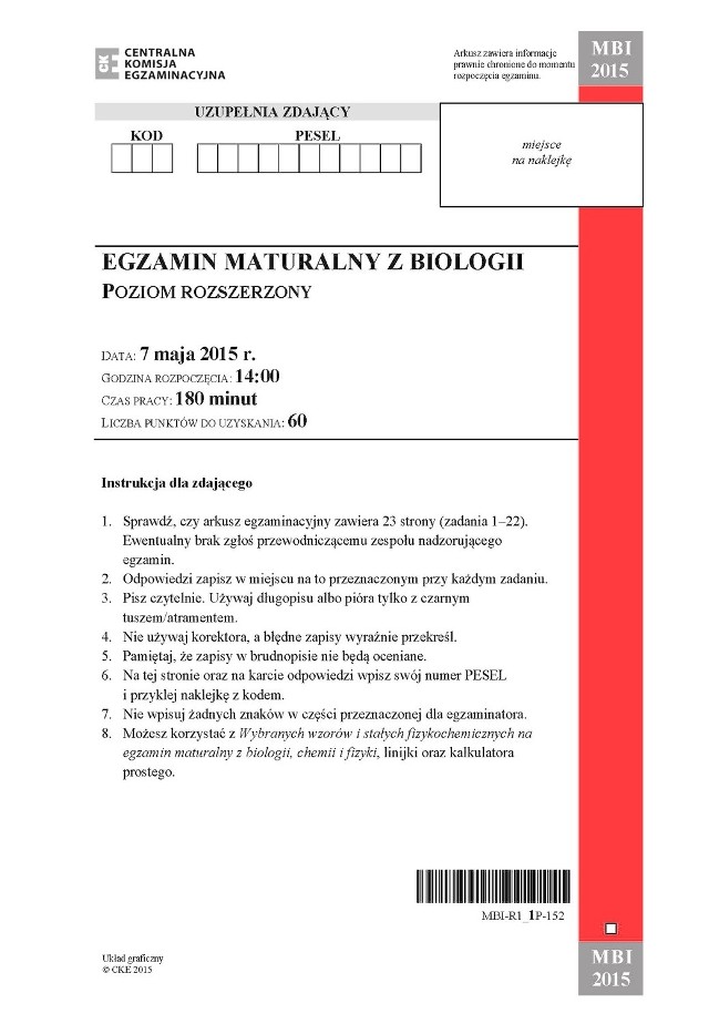 MATURA 2015 BIOLOGIA POZIOM PODSTAWOWY i ROZSZERZONY - ARKUSZE: MATURA 2015 BIOLOGIA POZIOM PODSTAWOWY - ARKUSZ - Formuła do 2014 "stara matura" MATURA 2015 BIOLOGIA POZIOM ROZSZERZONY - ARKUSZ - Formuła do 2014 "stara matura"MATURA 2015 BIOLOGIA POZIOM ROZSZERZONY - ARKUSZ - Formuła od 2015 "nowa matura"