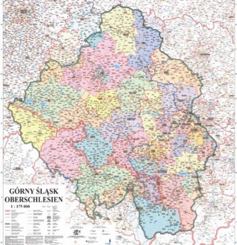 Mapa Górnego Śląska.