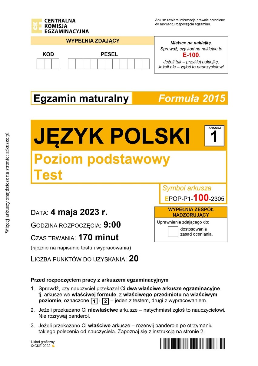 Matura 2023. Arkusze CKE z języka polskiego. Sprawdź, jak ci poszło! [ARKUSZE, ODPOWIEDZI]