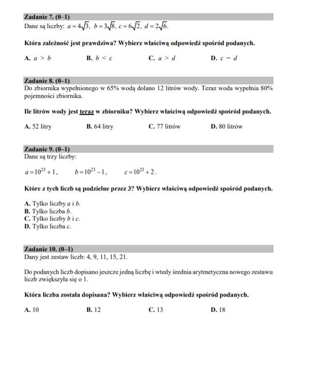 Egzamin gimnazjalny 2019: arkusze z matematyki 11.04.2019 r.